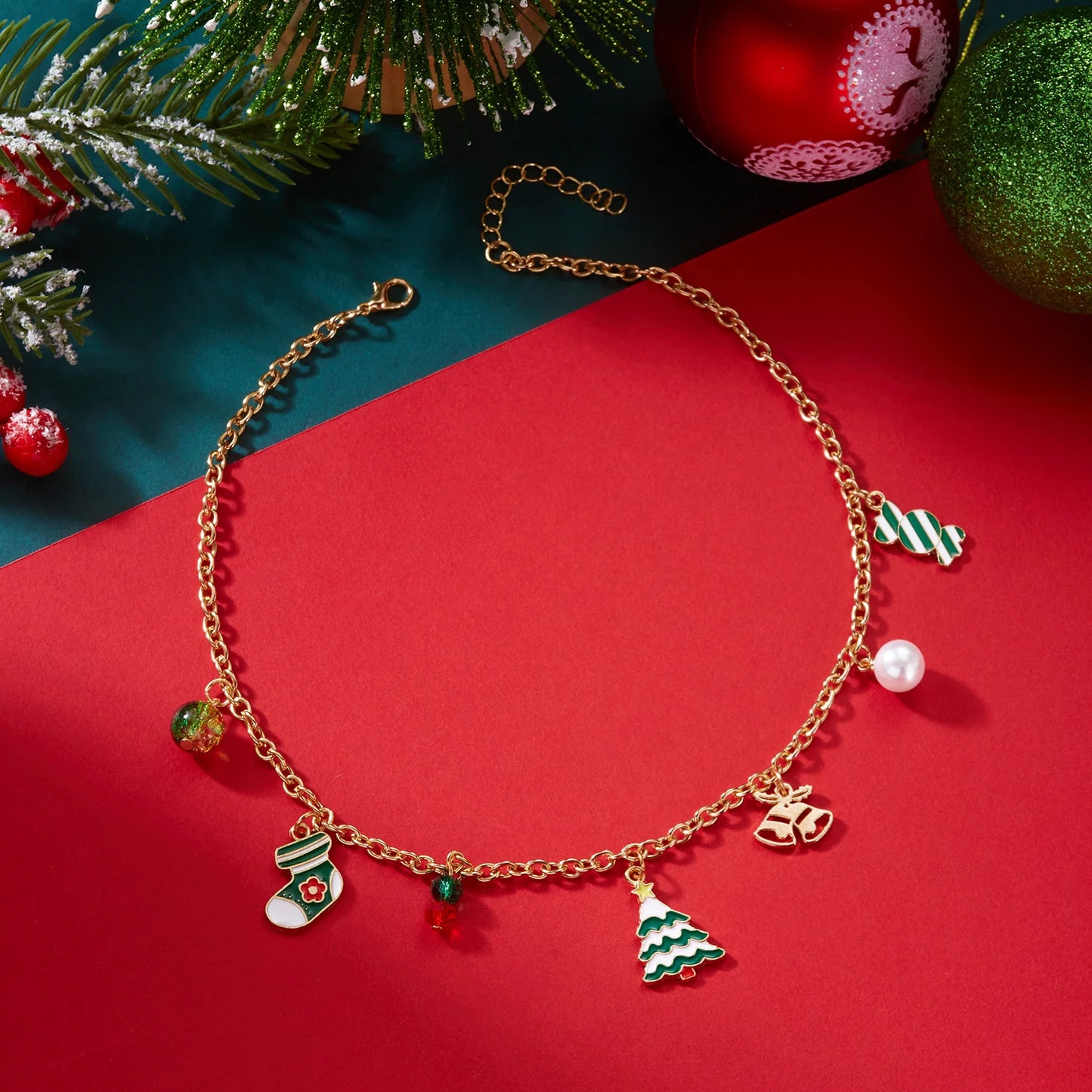 Cartoon Christmas Tree Bells Choker Necklace for Women Delicate Snowman Santa Claus Reindeer Chain Festival Party Jewelry Gifts